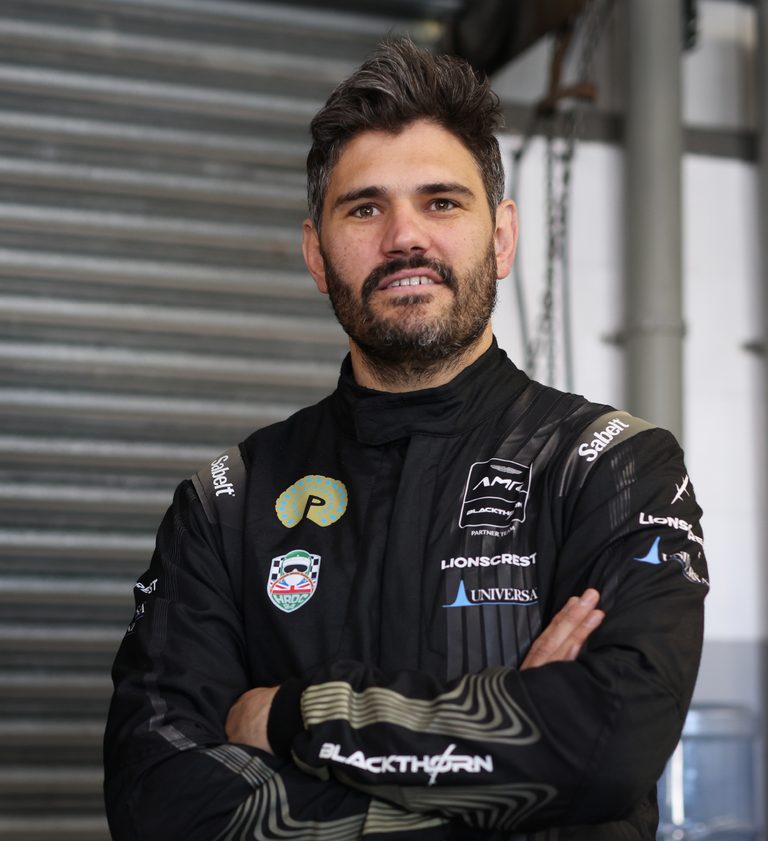 Julien Draper, Commercial Director of Blackthorn Racing, in racing car